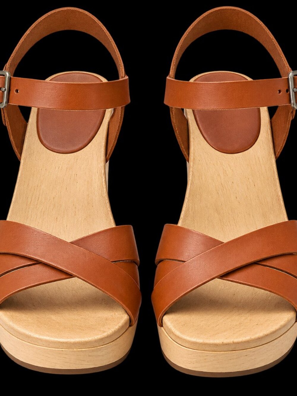 Kork-Ease Tan Leather Platform Heeled Sandals